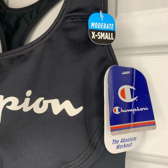 Black Champion Sports Bra Moderate Support Women’s XS The Absolute Workout New - Picture 3 of 3